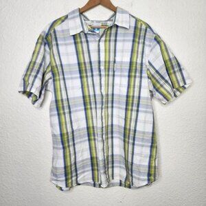 Columbia Wapinita Plaid Short Sleeve Shirt Green Blue Men's Size XXL